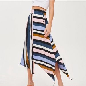 TOPSHOP Multi-Stripe Asymmetric Skirt